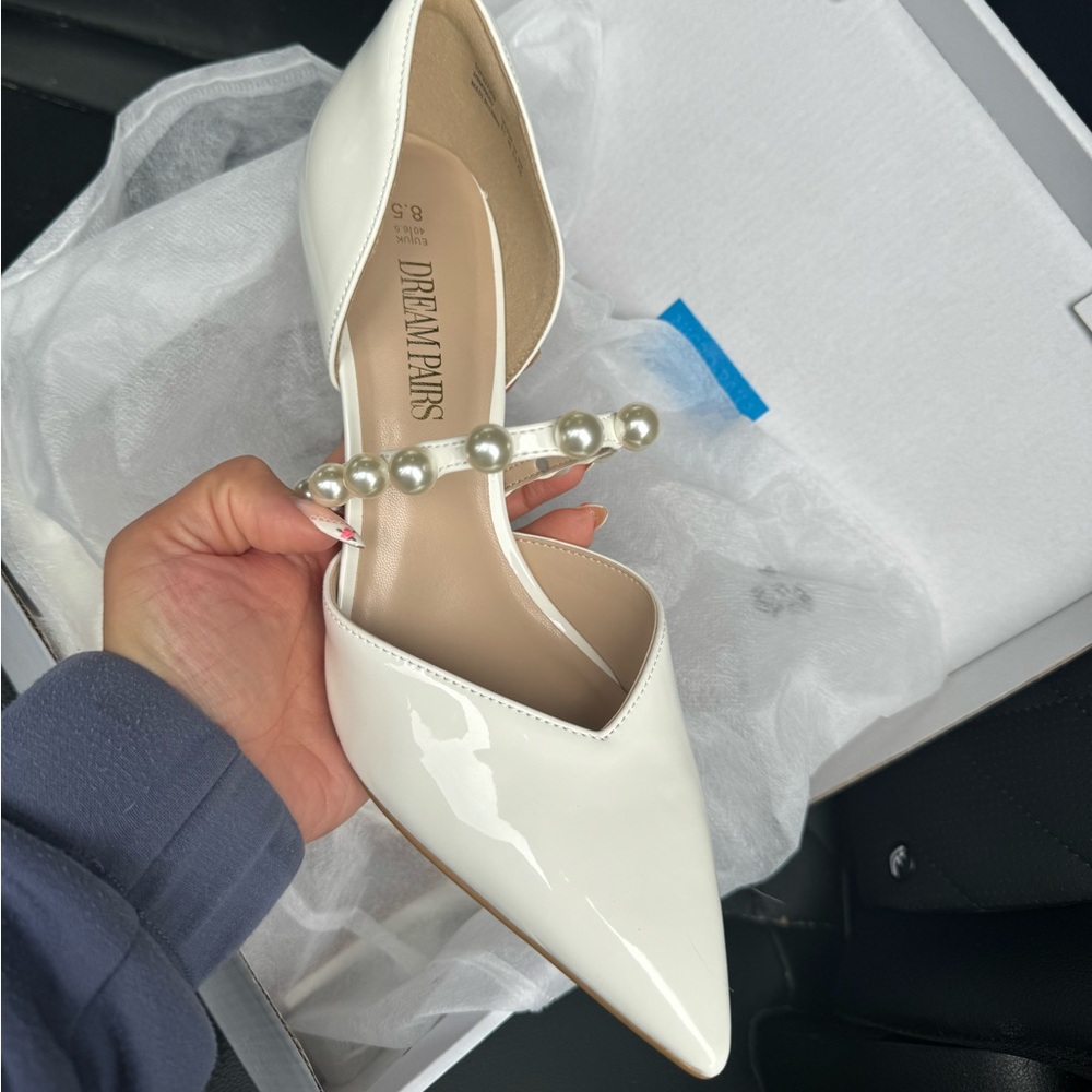 Closed Toe Pointed High Heels with Removable Pearl Straps